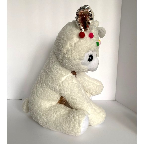 Love2Design Llama Large Plush Reversible Sequins 15x12x12 Inches With Tags - Picture 6 of 15